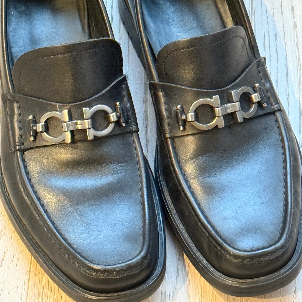 Salvatore Ferragamo Black Gancini Bit Loafers Size 9d